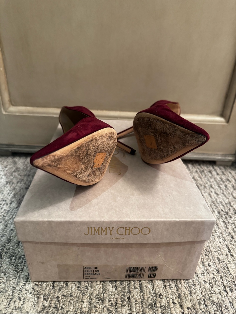 Jimmy Choo Wine Suede Pointed-Toe Pumps - Picture 4 of 4